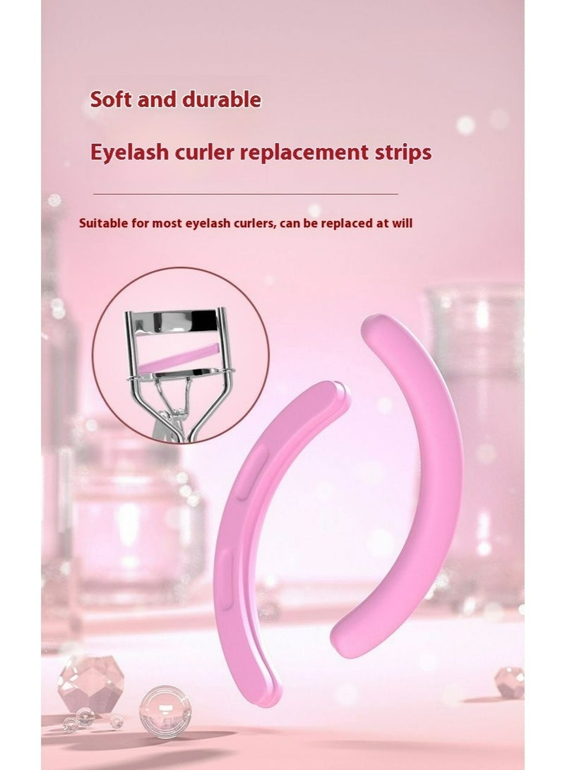 مكبس رموش من الفولاذ المقاوم للصدأ مع 6 وسادات إعادة تعبئة وردية، مكبس رموش بدون ألم بمقبض من السيليكون، تصميم مريح، يناسب جميع أشكال وأحجام العيون، مكبس رموش محمول للنساء (وردي) - Image 3